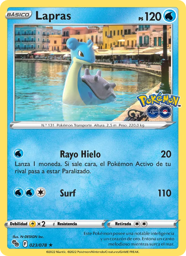 Carta Lapras de la expansión Pokémon GO, número 023/78