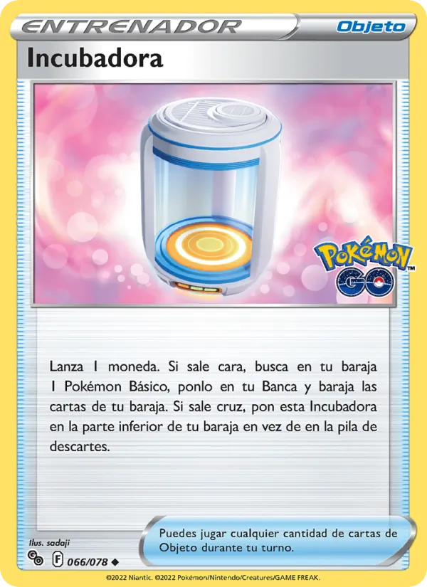Carta Incubadora de la expansión Pokémon GO, número 066/78