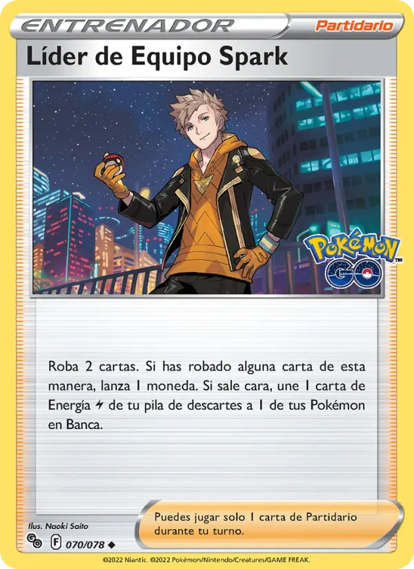 Carta Líder de Equipo Spark de la expansión Pokémon GO, número 070/78