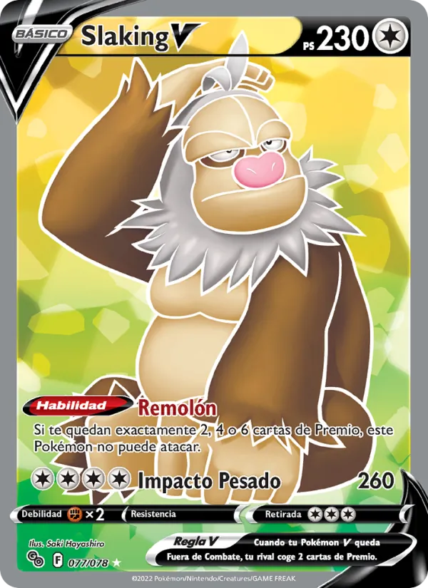 Carta Slaking V de la expansión Pokémon GO, número 077/78