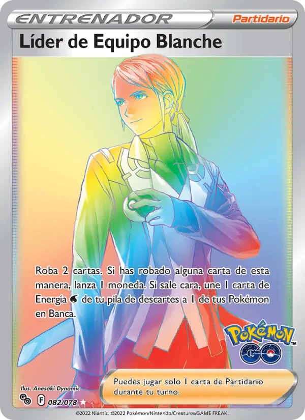 Carta Líder de Equipo Blanche de la expansión Pokémon GO, número 082/78