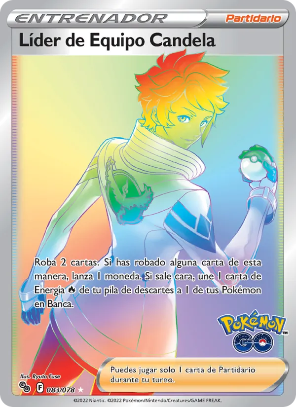 Carta Líder de Equipo Candela de la expansión Pokémon GO, número 083/78