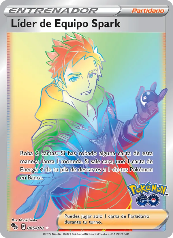 Carta Líder de Equipo Spark de la expansión Pokémon GO, número 085/78