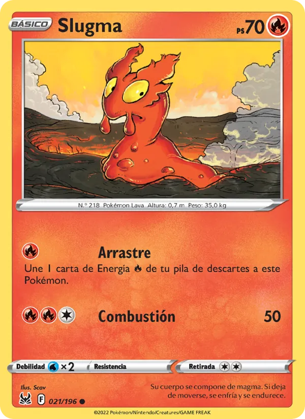 Carta Slugma de la expansión Origen Perdido, número 021/196