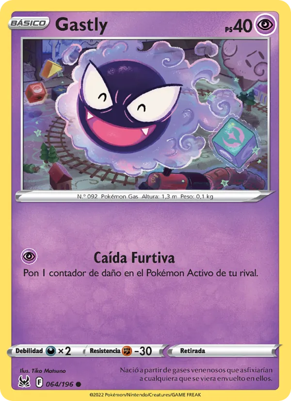 Carta Gastly de la expansión Origen Perdido, número 064/196