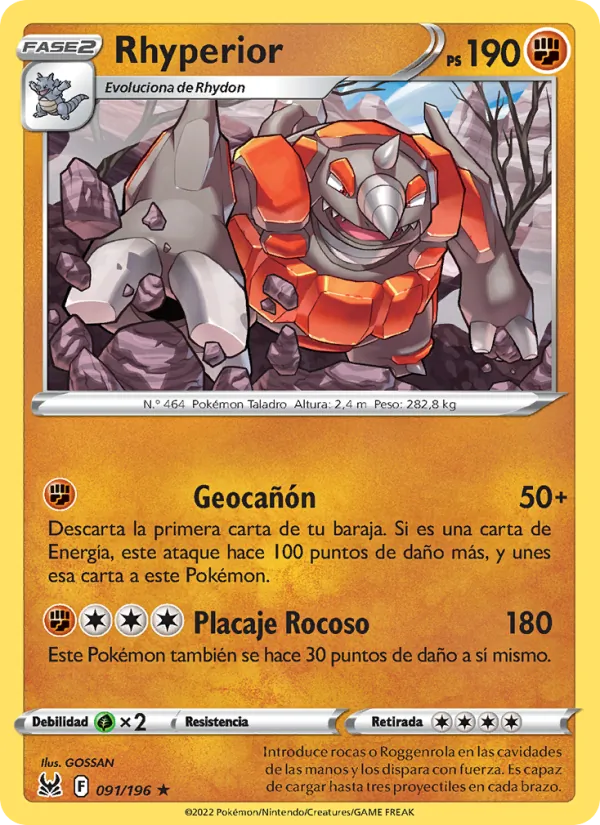 Carta Rhyperior de la expansión Origen Perdido, número 091/196