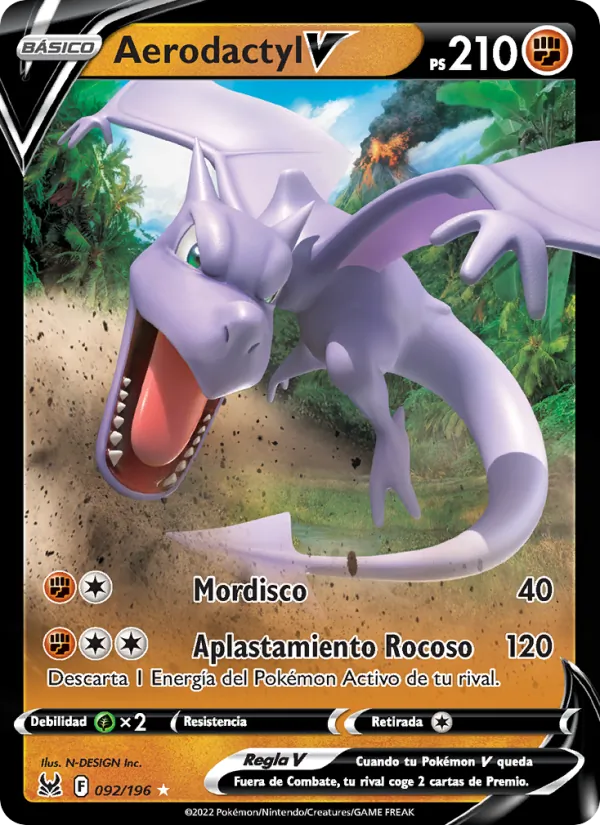Carta Aerodactyl V de la expansión Origen Perdido, número 092/196