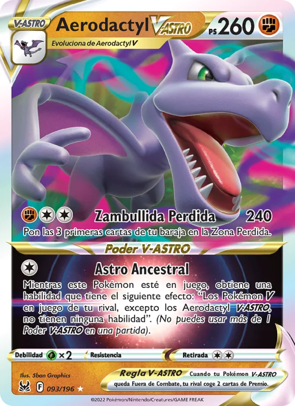 Carta Aerodactyl V-ASTRO de la expansión Origen Perdido, número 093/196