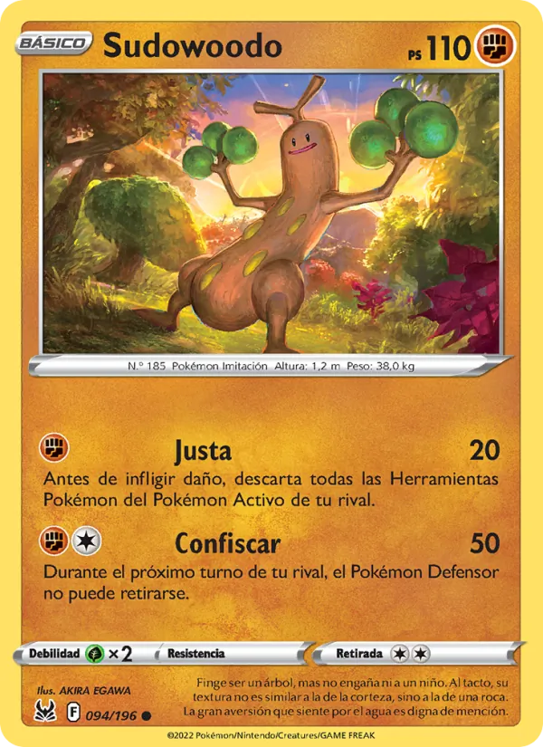 Carta Sudowoodo de la expansión Origen Perdido, número 094/196