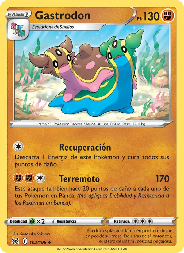 Carta Gastrodon de la expansión Origen Perdido, número 102/196