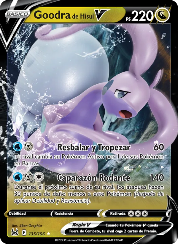 Carta Goodra de Hisui V de la expansión Origen Perdido, número 135/196
