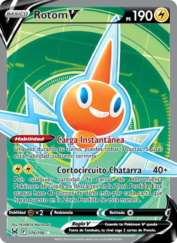 Carta Rotom V de la expansión Origen Perdido, número 176/196