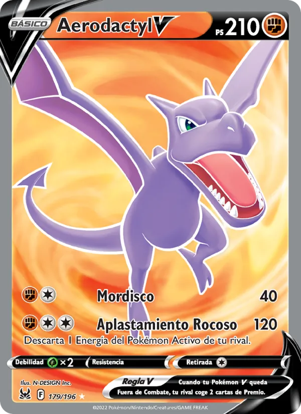Carta Aerodactyl V de la expansión Origen Perdido, número 179/196