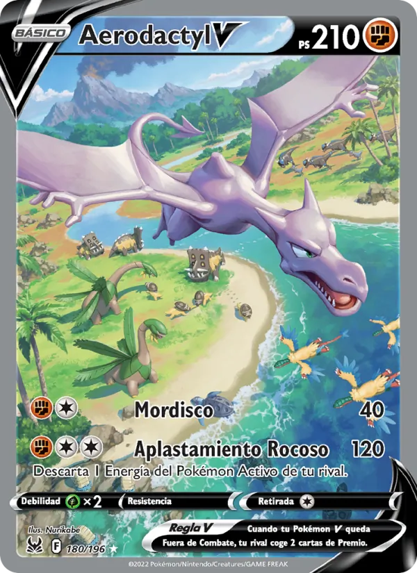 Carta Aerodactyl V de la expansión Origen Perdido, número 180/196