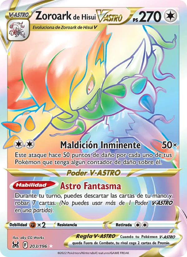 Carta Zoroark de Hisui V-ASTRO de la expansión Origen Perdido, número 203/196