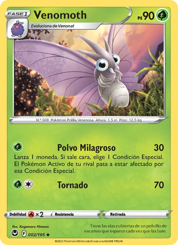Carta Venomoth de la expansión Tempestad Plateada, número 002/195