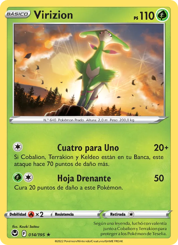 Carta Virizion de la expansión Tempestad Plateada, número 014/195
