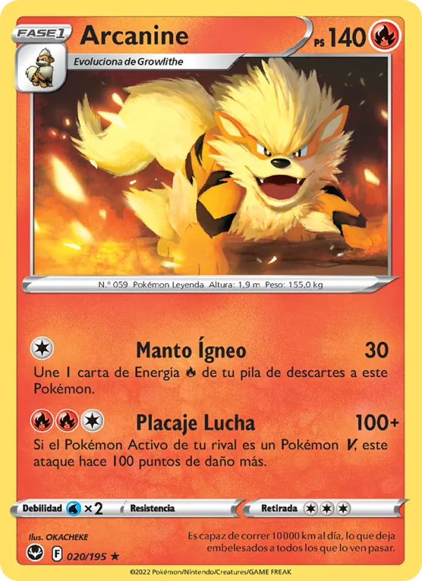 Carta Arcanine de la expansión Tempestad Plateada, número 020/195