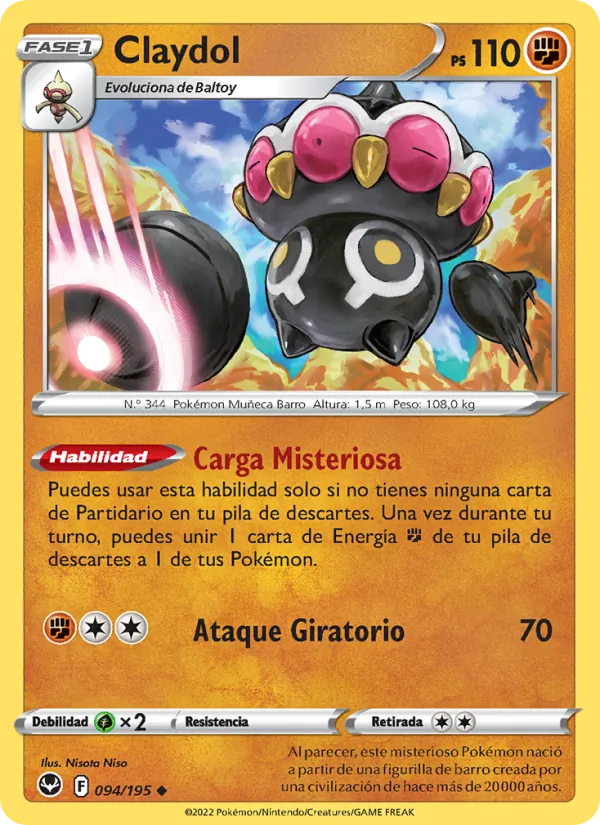 Carta Claydol de la expansión Tempestad Plateada, número 094/195
