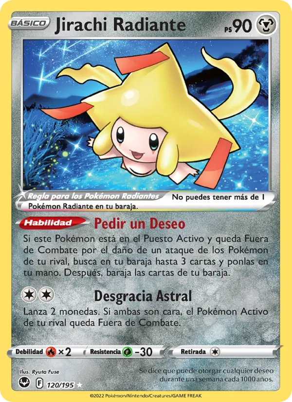 Carta Jirachi Radiante de la expansión Tempestad Plateada, número 120/195