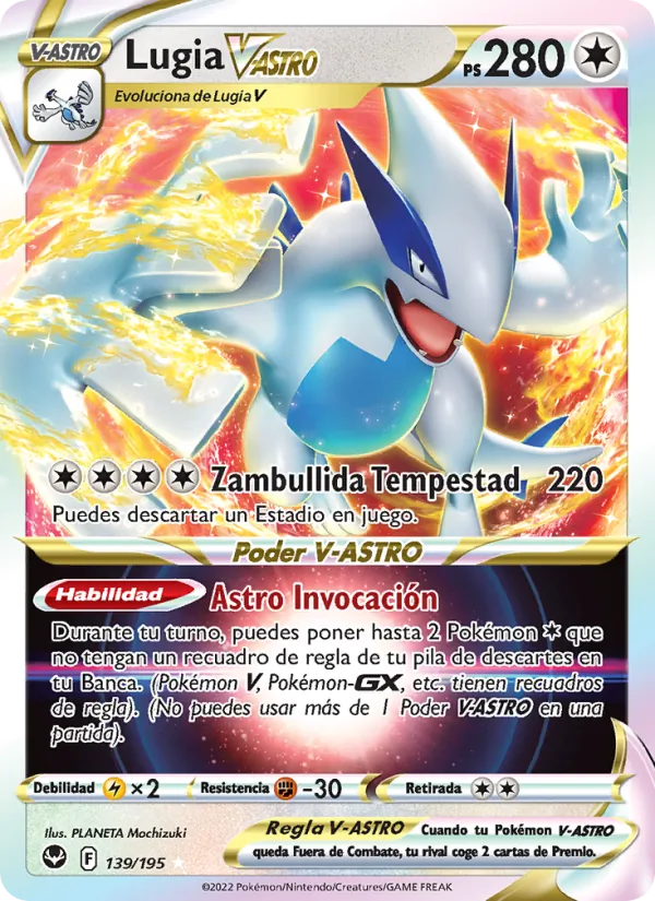 Carta Lugia V-ASTRO de la expansión Tempestad Plateada, número 139/195