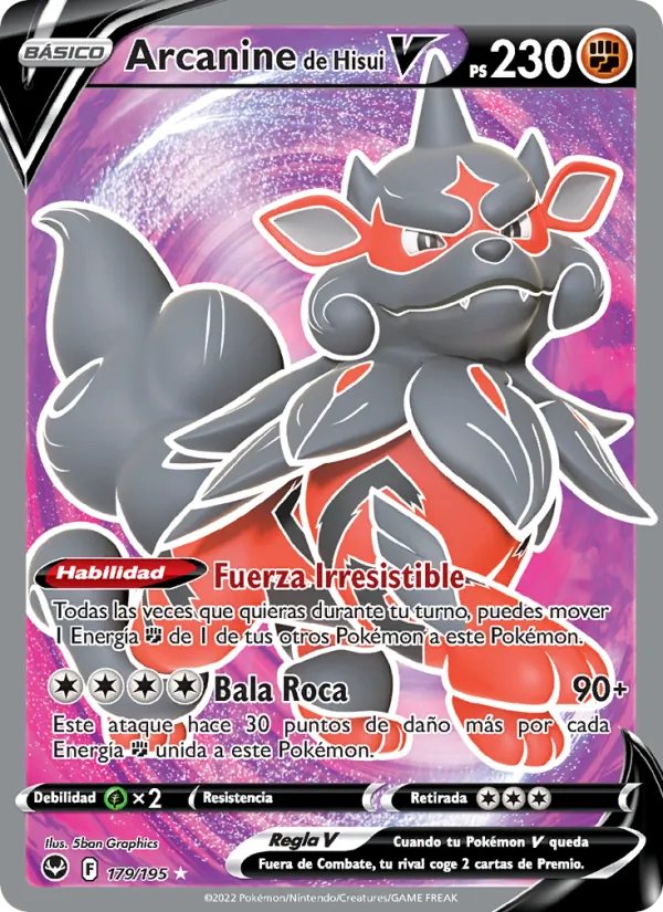 Carta Arcanine de Hisui V de la expansión Tempestad Plateada, número 179/195
