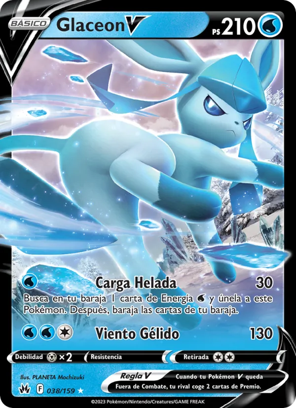 Carta Glaceon V de la expansión Cenit Supremo, número 038/159