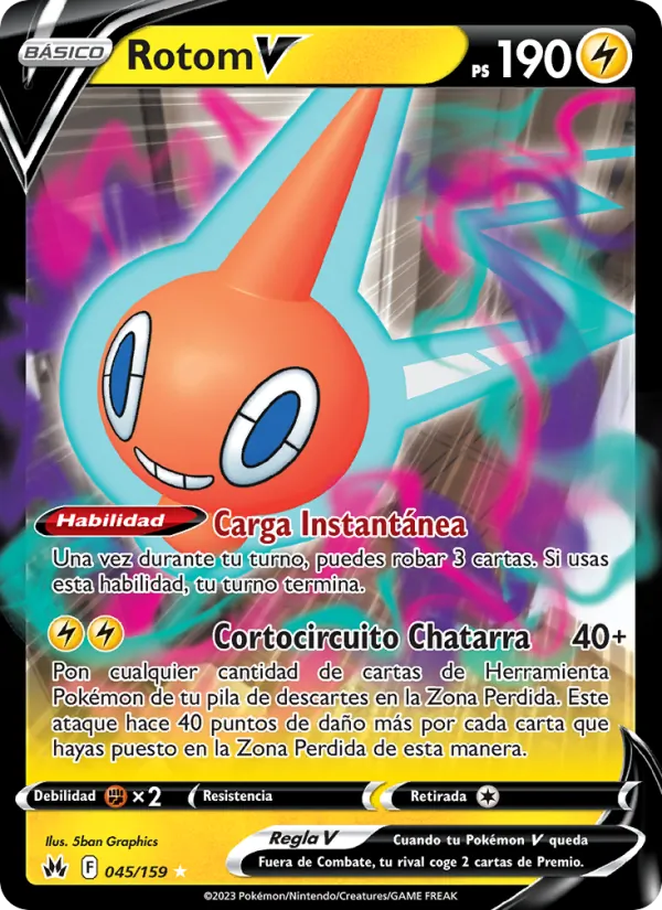 Carta Rotom V de la expansión Cenit Supremo, número 045/159