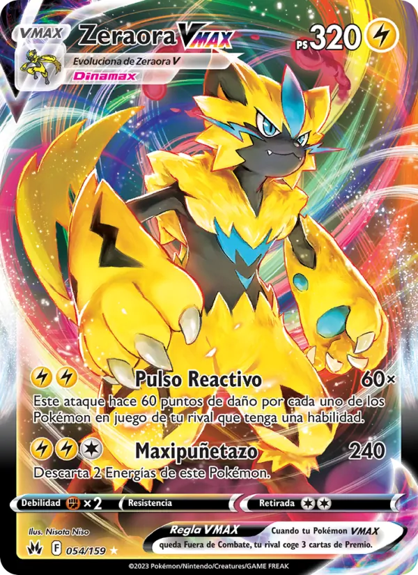 Carta Zeraora VMAX de la expansión Cenit Supremo, número 054/159