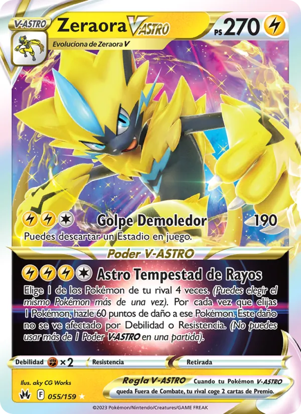 Carta Zeraora V-ASTRO de la expansión Cenit Supremo, número 055/159