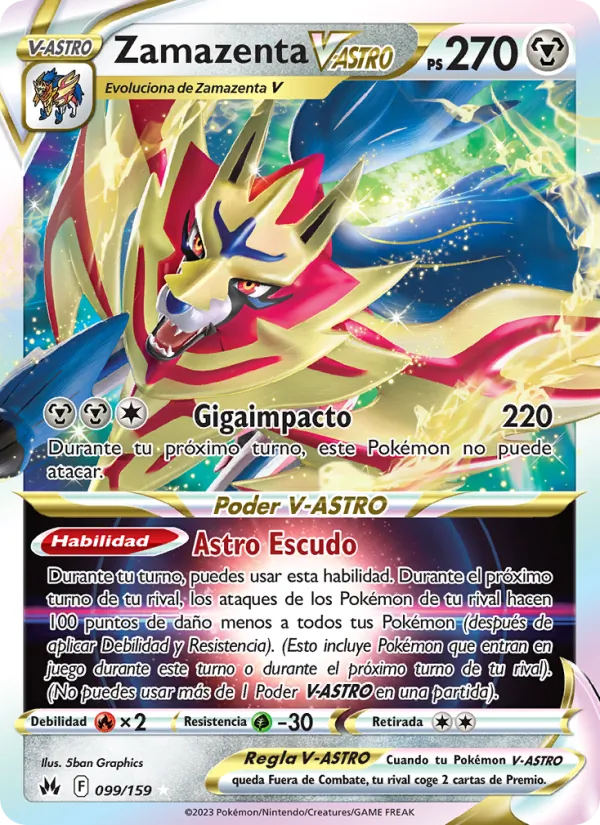 Carta Zamazenta V-ASTRO de la expansión Cenit Supremo, número 099/159