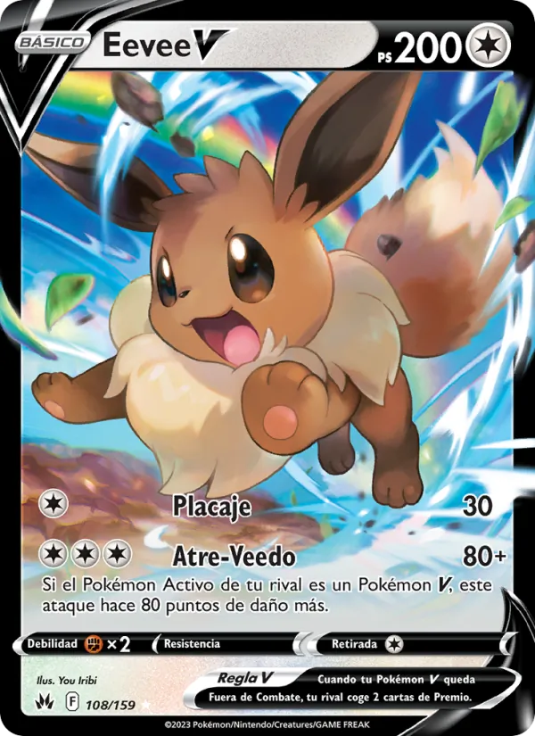 Carta Eevee V de la expansión Cenit Supremo, número 108/159