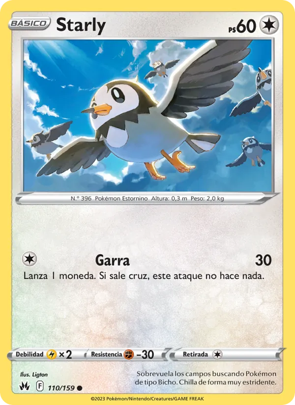 Carta Starly de la expansión Cenit Supremo, número 110/159