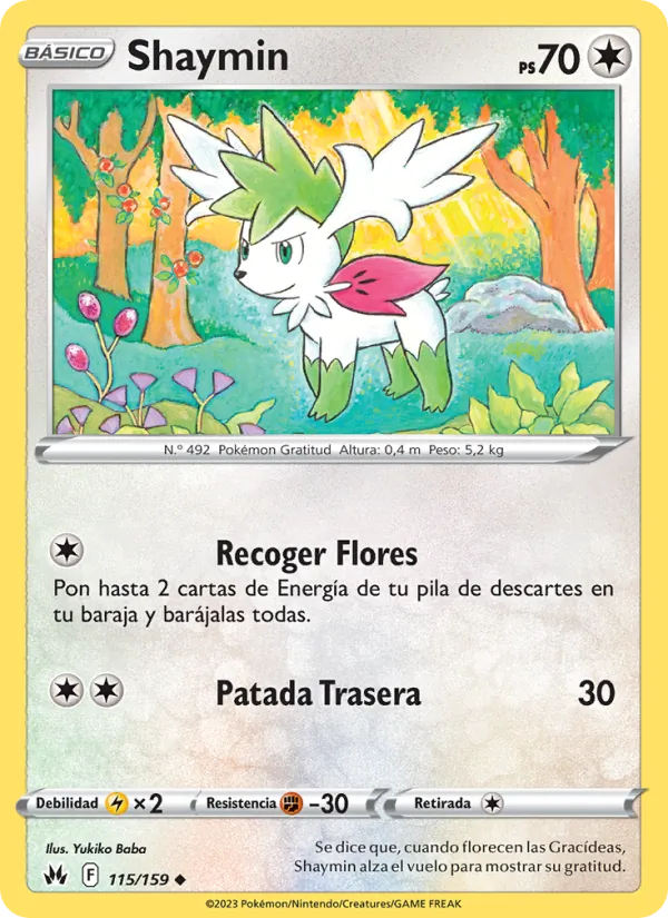 Carta Shaymin de la expansión Cenit Supremo, número 115/159
