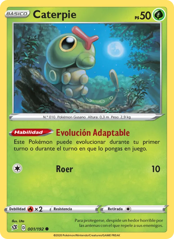 Carta Caterpie de la expansión Choque Rebelde, número 1/192
