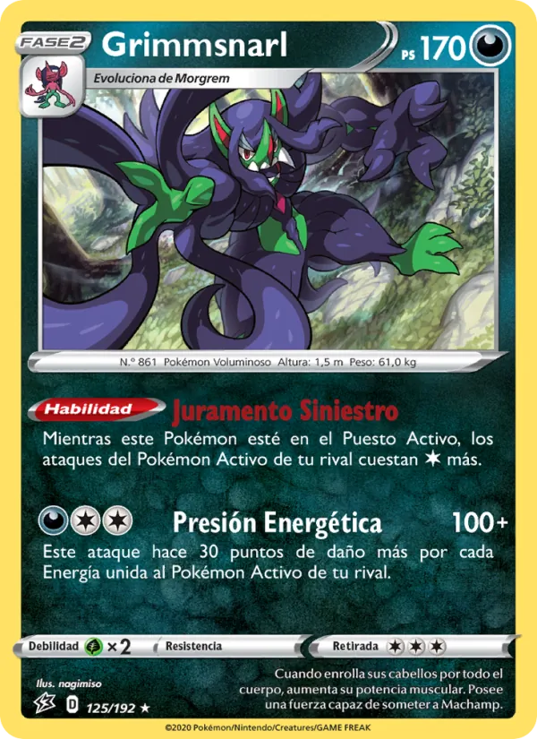 Carta Grimmsnarl de la expansión Choque Rebelde, número 125/192