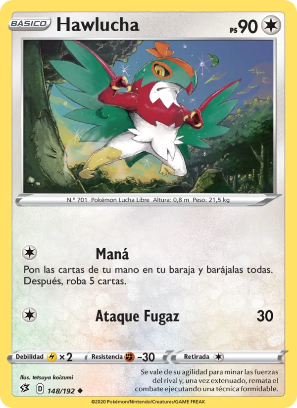 Carta Hawlucha de la expansión Choque Rebelde, número 148/192