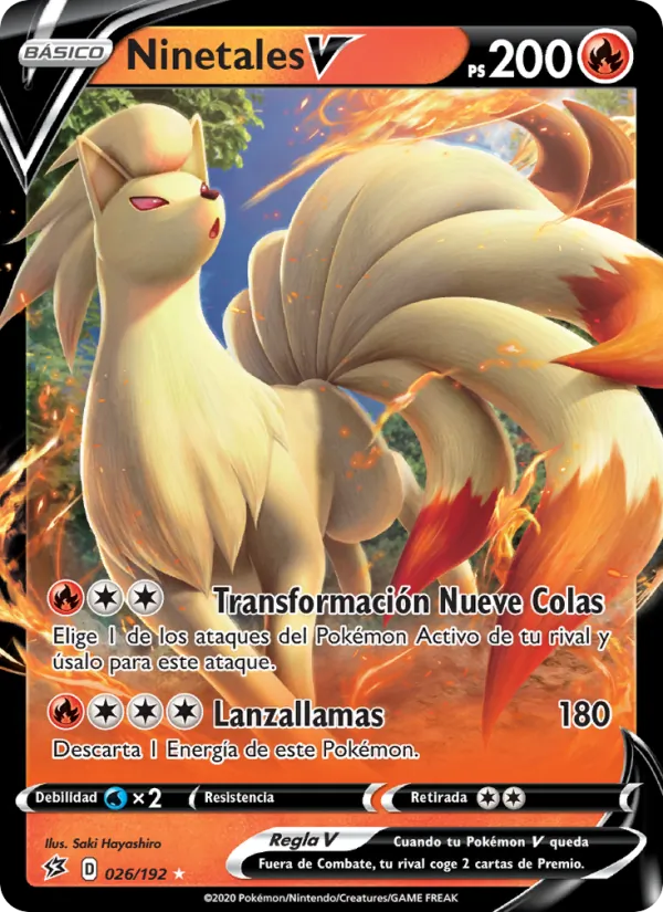 Carta Ninetales V de la expansión Choque Rebelde, número 26/192