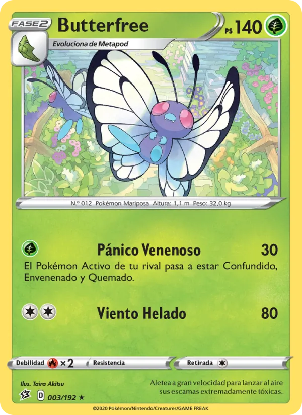 Carta Butterfree de la expansión Choque Rebelde, número 3/192