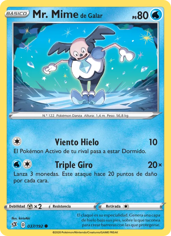 Carta Mr. Mime de Galar de la expansión Choque Rebelde, número 37/192