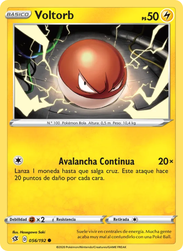 Carta Voltorb de la expansión Choque Rebelde, número 56/192