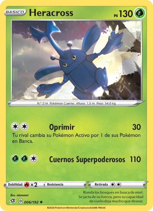 Carta Heracross de la expansión Choque Rebelde, número 6/192