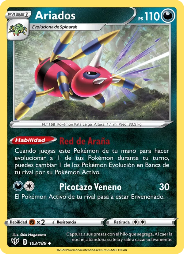 Carta Ariados de la expansión Oscuridad Incandescente, número 103/189