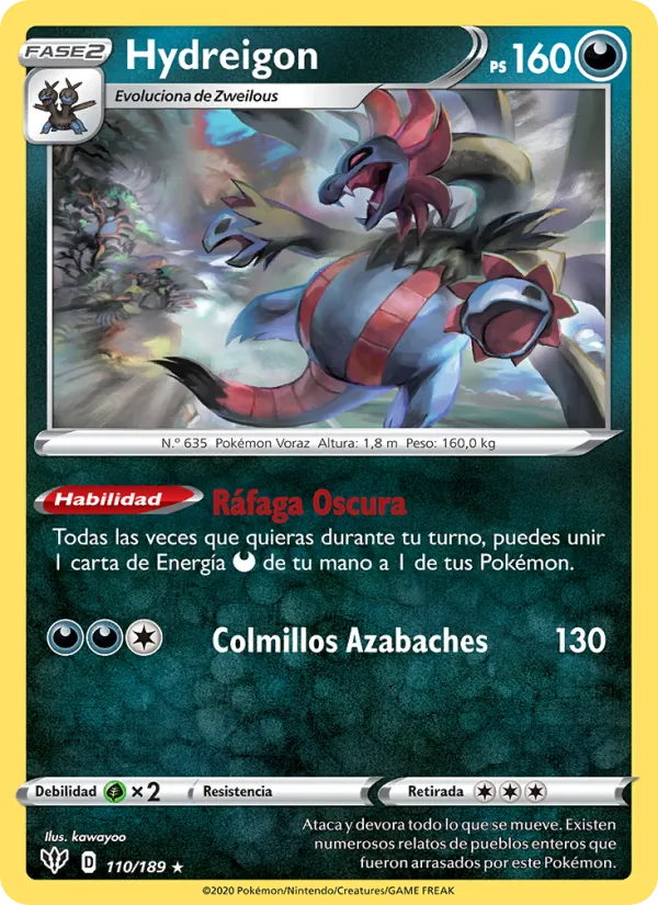 Carta Hydreigon de la expansión Oscuridad Incandescente, número 110/189