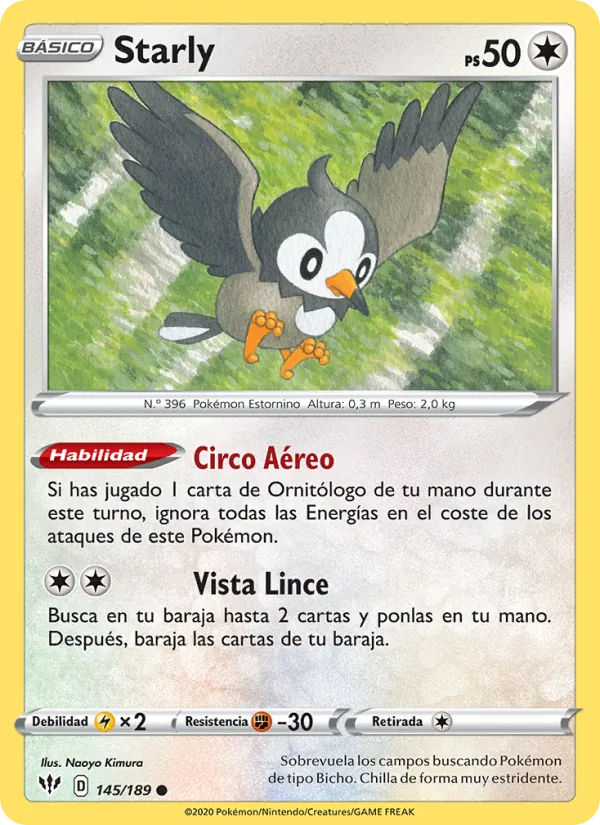 Carta Starly de la expansión Oscuridad Incandescente, número 145/189