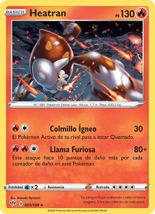 Carta Heatran de la expansión Oscuridad Incandescente, número 25/189