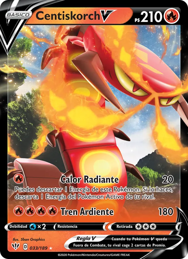 Carta Centiskorch V de la expansión Oscuridad Incandescente, número 33/189