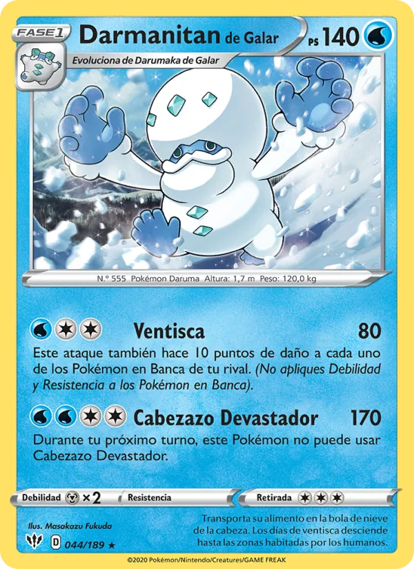 Carta Darmanitan de Galar de la expansión Oscuridad Incandescente, número 44/189