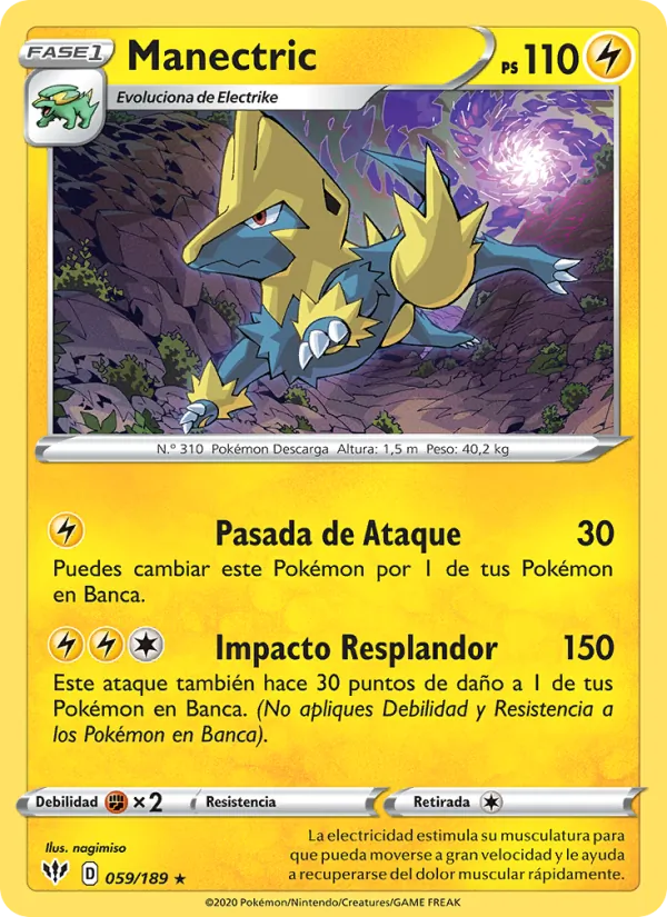 Carta Manectric de la expansión Oscuridad Incandescente, número 59/189