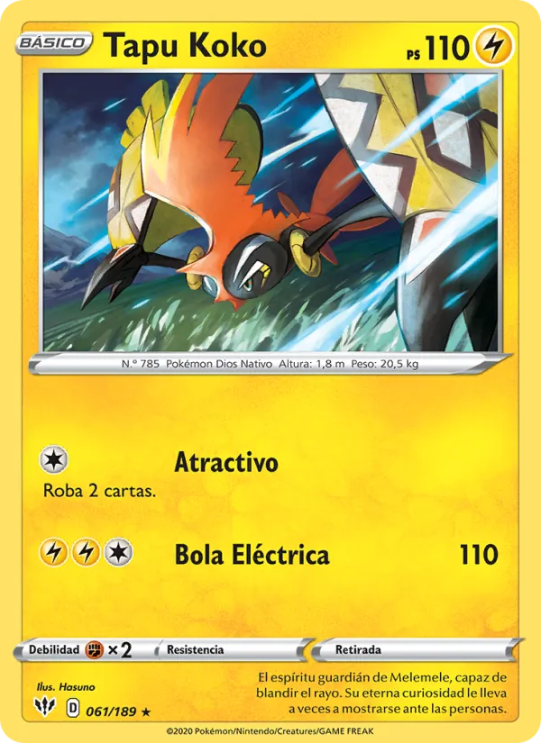 Carta Tapu Koko de la expansión Oscuridad Incandescente, número 61/189